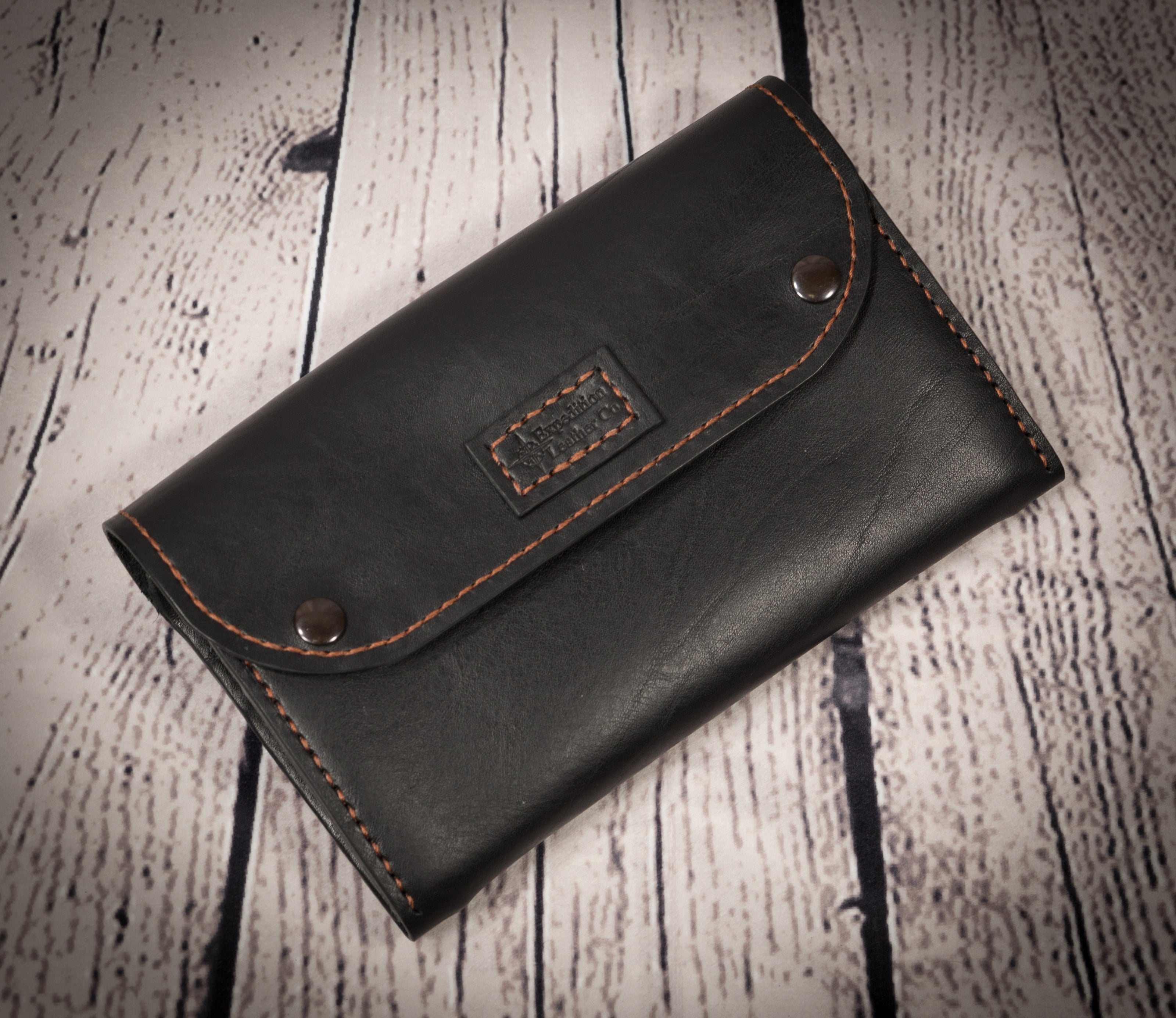 Black leather ladies clutch wallet