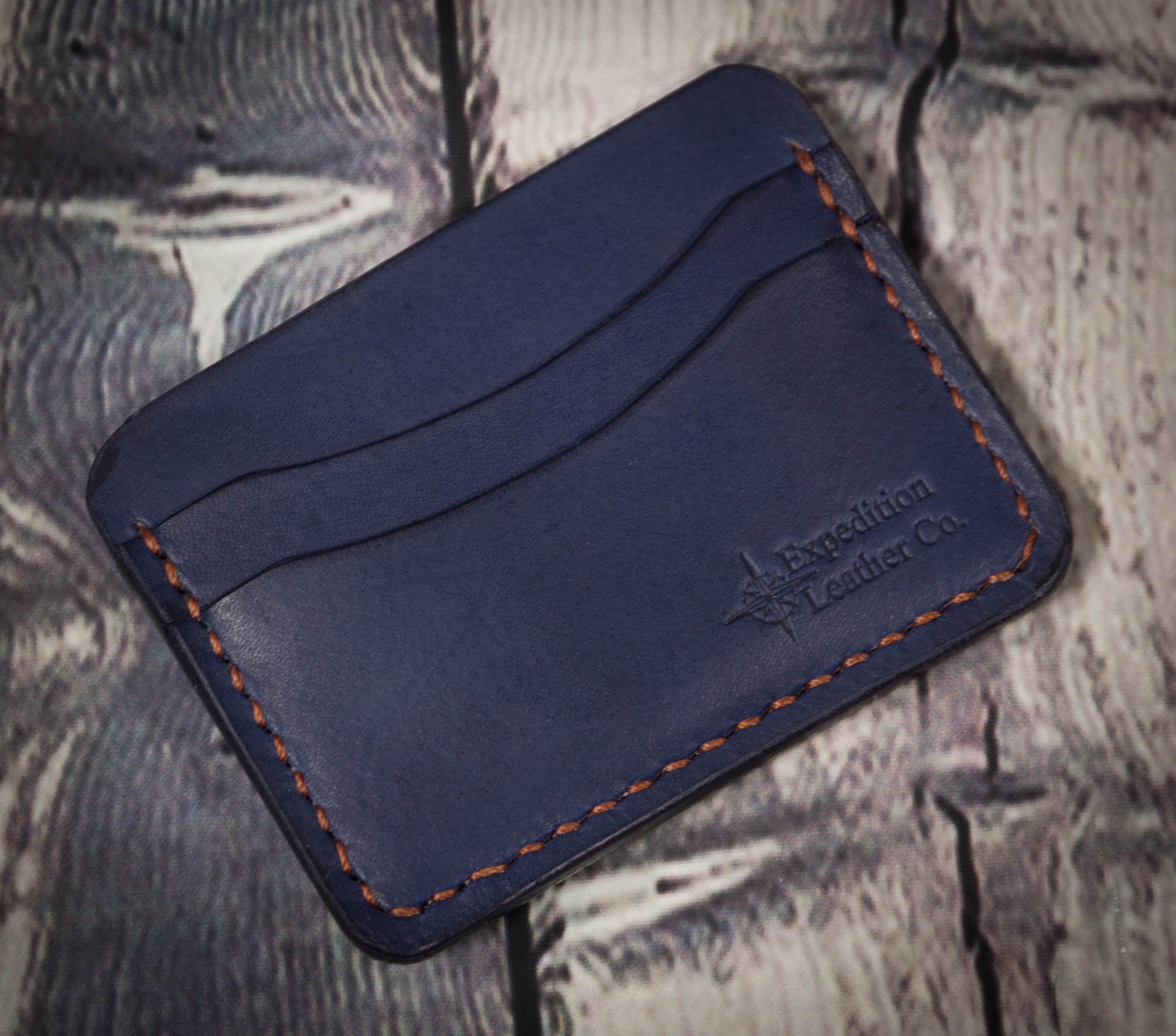 blue leather card holder wallet